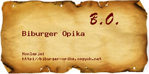 Biburger Opika névjegykártya